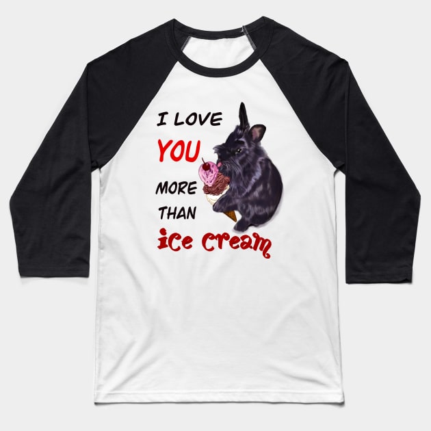 The Best Valentine’s Day Gift ideas 2022, Valentine message with lion head bunny rabbit licking ice cream with Cherry on top. Bunny Rabbits Valentine’s day Baseball T-Shirt by Artonmytee